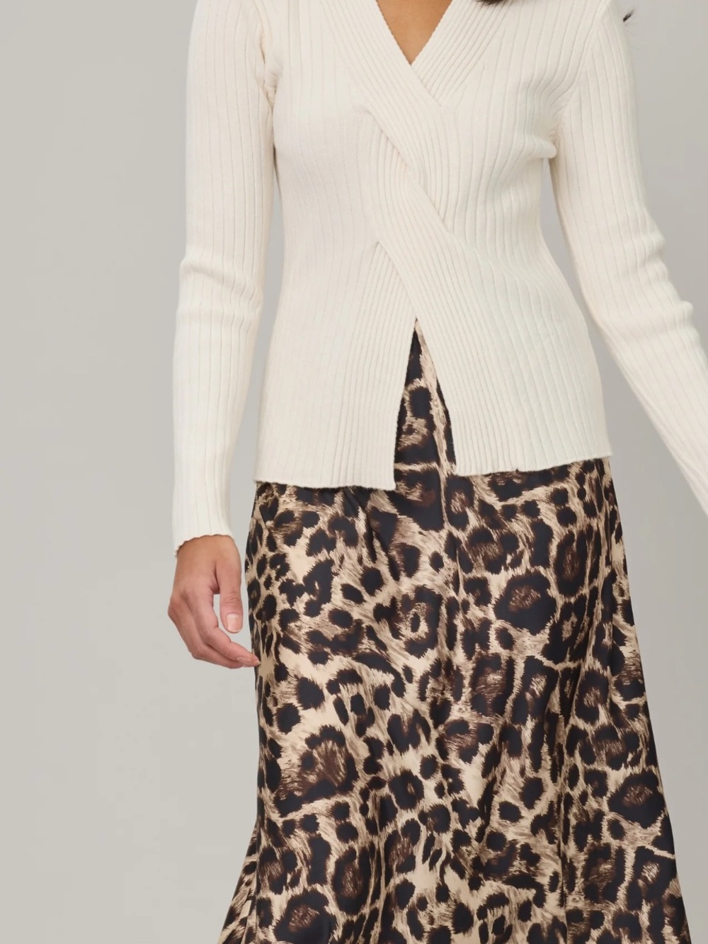 Leopard Print A-Line Midi Skirt in Black and Tan
